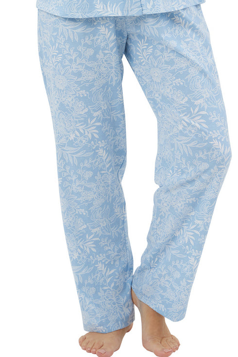 Marlon Linear Floral Pure Cotton Jersey Short Sleeved Revere Pyjama MA44306